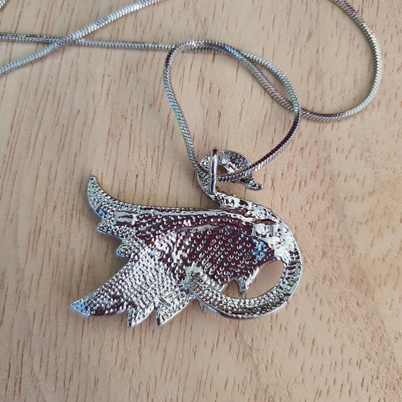 Swan Diamante Long Necklace - Picture 6 of 9